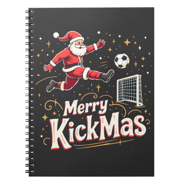 Caderno Espiral Feliz Kickmas Engraçado Papai Noel Amantes do Fute (Frente)