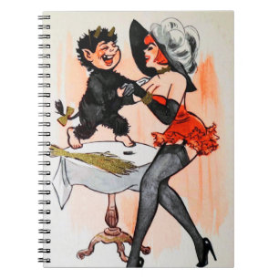 Caderno Espiral Feliz Krampus com Natais vintages de Temptress