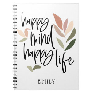 Caderno Espiral Feliz Mente Feliz Vida Motivando Nome da Cotação