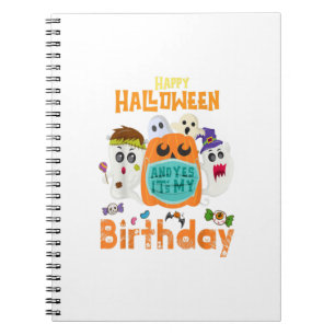 Caderno Espiral Feliz Nascer De Aniversário De Halloween No Hallow
