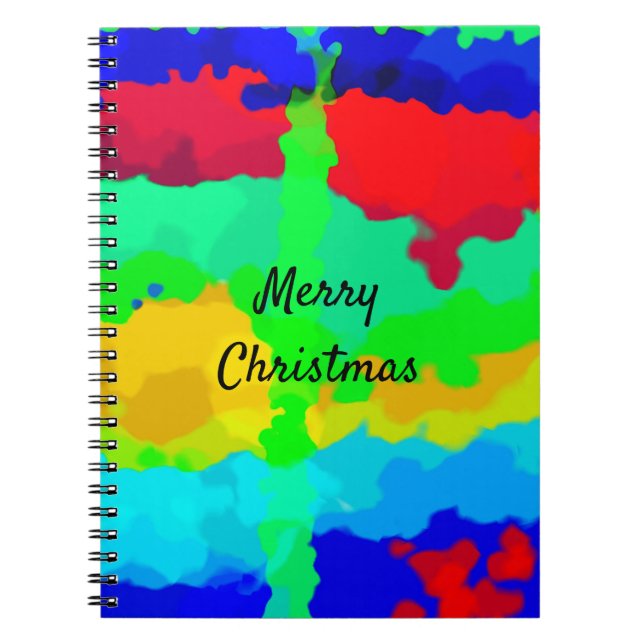 Caderno Espiral Feliz Natal - Abstrato de apresentação de tinta fa (Frente)