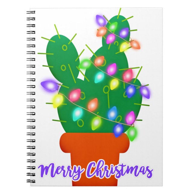Caderno Espiral feliz natal cactus (Frente)