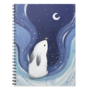 Caderno Espiral Feliz Natal: Coelhinho, Lua e Estrelas