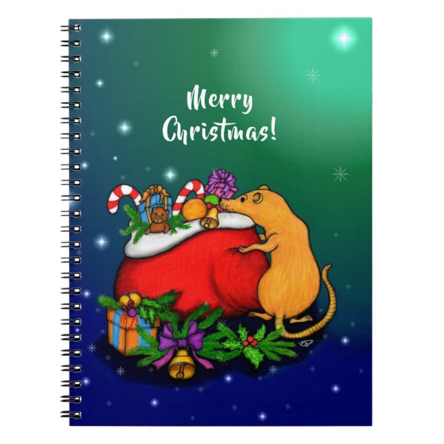 Caderno Espiral Feliz Natal com Rat Prince (Frente)