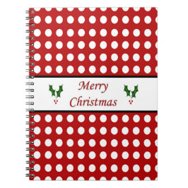 Caderno Espiral Feliz Natal com um teste padrão de bolinhas