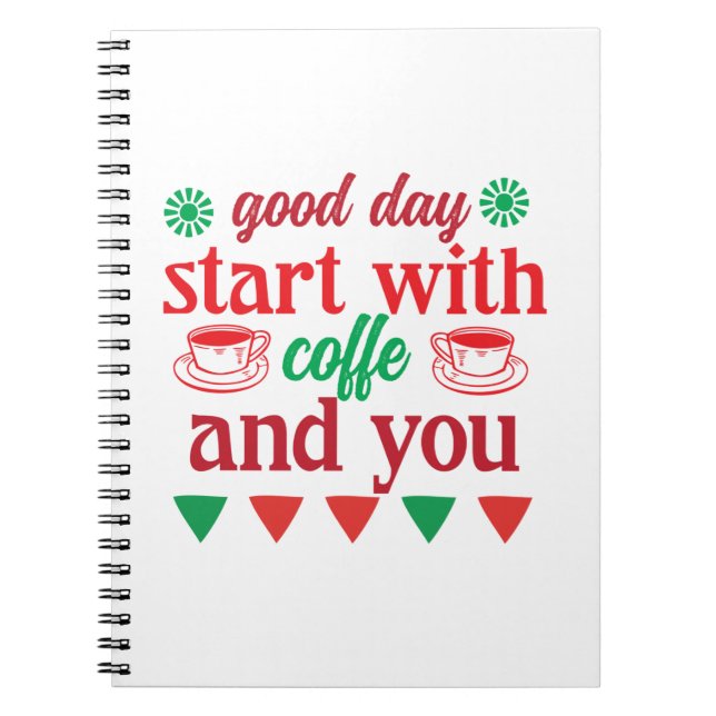 Caderno Espiral Feliz Natal Comece Com Café E Você (Frente)