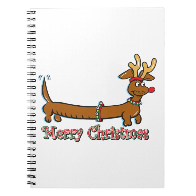 Caderno Espiral Feliz Natal Dachshund (Frente)