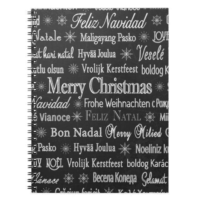Caderno Espiral Feliz Natal em Várias Línguas (Frente)