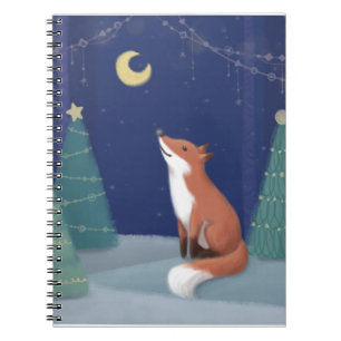 Caderno Espiral Feliz Natal: Fox Illustration Art