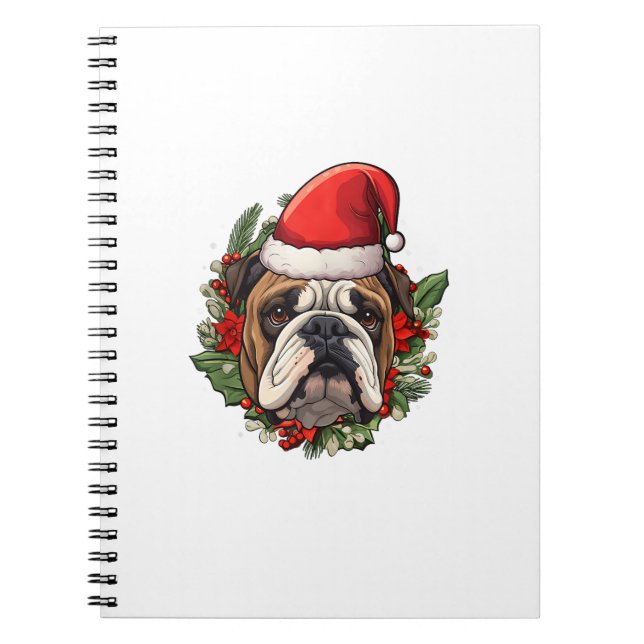 Caderno Espiral Feliz Natal Inglês Buldogue (Frente)