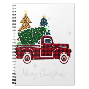 Caderno Espiral Feliz Natal Leopard Buffalo Tree Red Pla