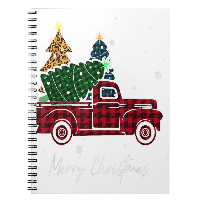 Caderno Espiral Feliz Natal Leopard Buffalo Tree Red Pla (Frente)