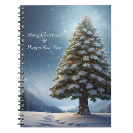 Caderno Espiral Feliz Natal Pine Tree Floco de Neve Feriado de inv
