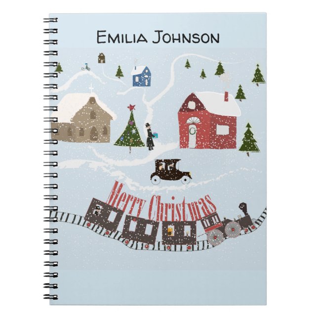 Caderno Espiral Feliz Natal, Retro (Frente)