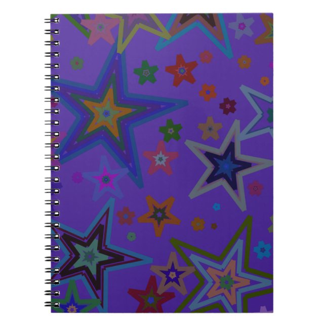 Caderno Espiral Feliz Natal Roxo Escuro, estrelas do céu (Frente)