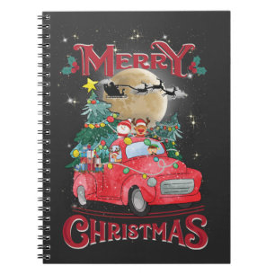 Caderno Espiral Feliz Natal Vintage Red Papais noeis Caminhão