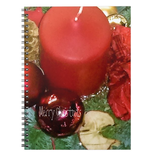Caderno Espiral Feliz Natal Wreath (Frente)