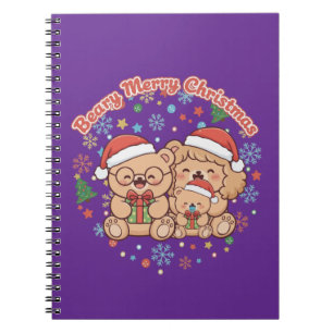 Caderno Espiral "Feliz Natalzinho" Família de Ursinhos de Pelúcia