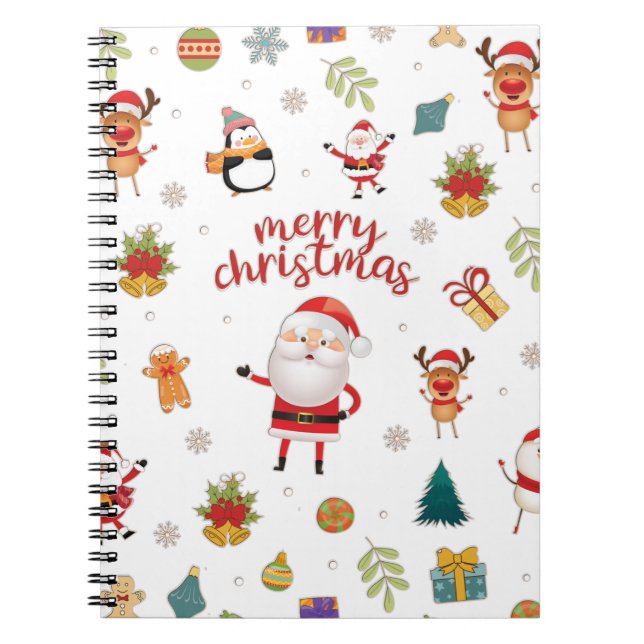 Caderno Espiral Feliz Padrão de Natal (Frente)
