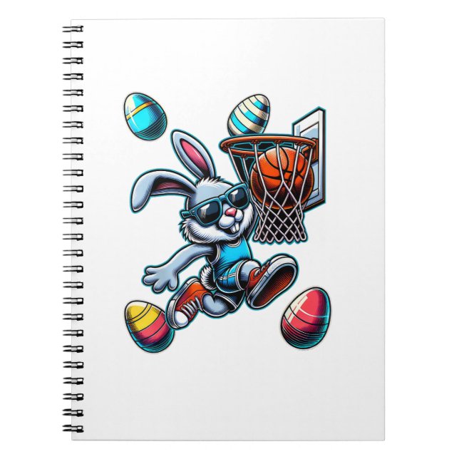 Caderno Espiral Feliz Páscoa Basquetebol Rapazes Coelho da Páscoa  (Frente)
