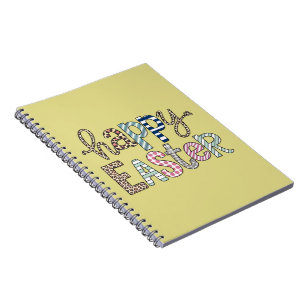 Caderno Espiral Feliz Páscoa Coelhinho Floral Fofo Leopardo da Pri