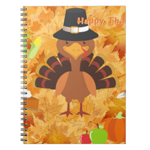 Caderno Espiral feliz peru de ação de graças