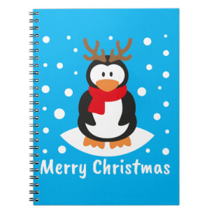 Caderno Espiral Feliz Pinguim de Natal