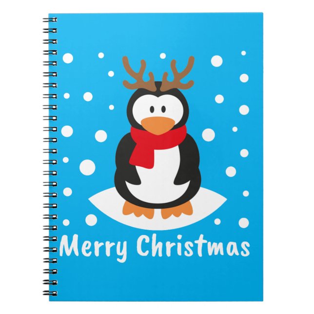Caderno Espiral Feliz Pinguim de Natal (Frente)