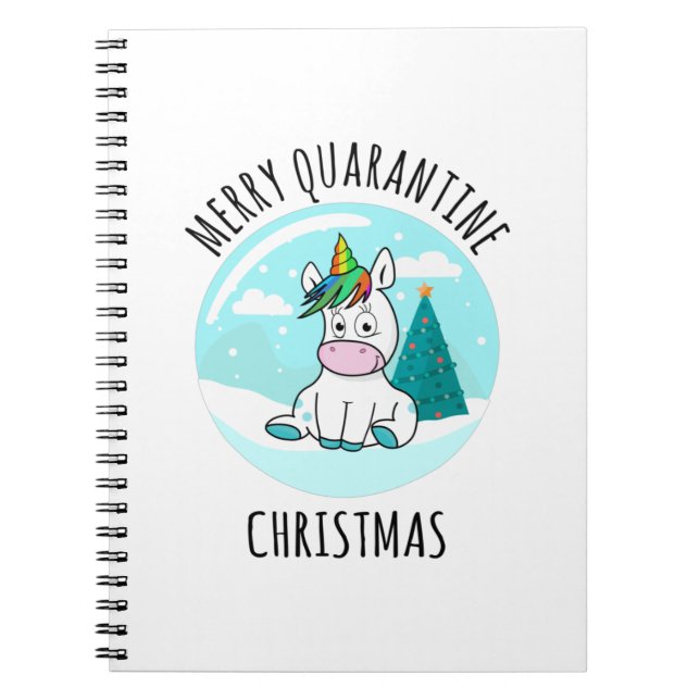Caderno Espiral Feliz Quarantine Christmas Unicorn (Frente)