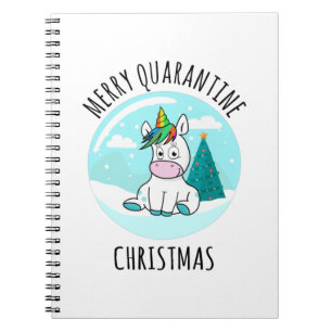 Caderno Espiral Feliz Quarantine Christmas Unicorn