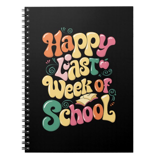 Caderno Espiral Feliz Semana Passada De Professores Alunos Groovy (Frente)