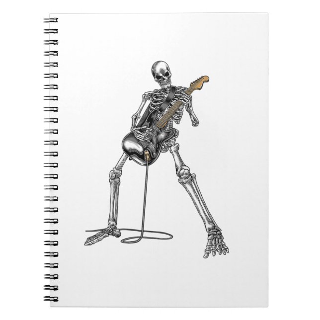 Caderno Espiral Feliz Skeleton Guitar Cara Spookie Halloween (Frente)