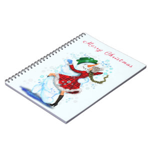 Caderno Espiral Feliz Snowman e Girl Dance Tango Festa de Natal