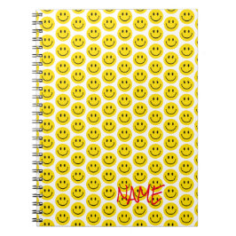 Caderno Espiral Feliz Sorriso Face Amarelo Preto Branco Nome Verme