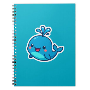 Caderno Espiral Feliz Vinheta de Baleia Kawaii - Amigo do Oceano B