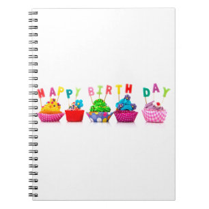 Caderno Espiral Felizes Cupcakes de aniversário