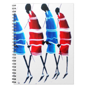 Caderno Espiral Felizes Pessoas Maasai Guerreiros Andando Impressã