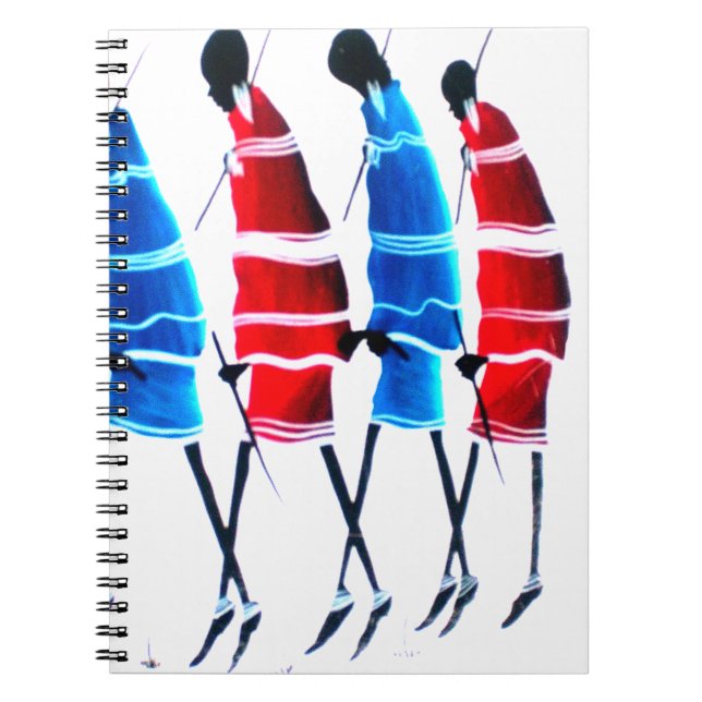 Caderno Espiral Felizes Pessoas Maasai Guerreiros Andando Impressã (Frente)