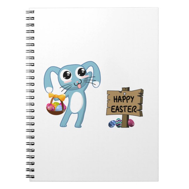 Caderno Espiral Felz pascoa de desejos do Bunny da Páscoa (Frente)