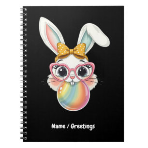 Caderno Espiral Felz pascoa de pastilha elástica fina com coelho b