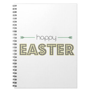 Caderno Espiral felz pascoa primavera amarelo menta verde simples