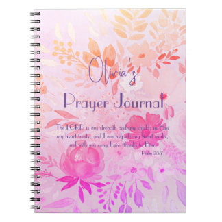 Caderno Espiral Feminine Cheerful Pink Purple Floral Faith Prayer