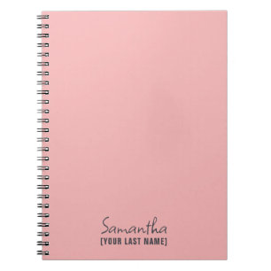 Caderno Espiral Feminino Minimalista Bege Rosa
