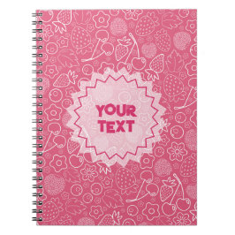 Caderno Espiral Feminino Morango Cereja Rosa Moderno.