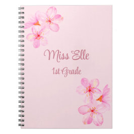 Caderno Espiral Feminino Rosa Floral Personalizado 