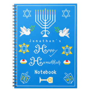 Caderno Espiral Feriado de Hanukkah Feliz Personalizado