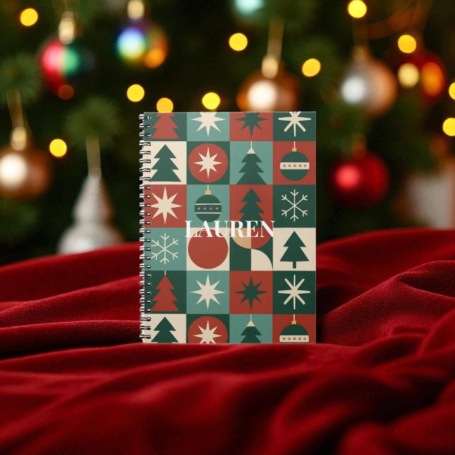 Caderno Espiral Feriado de Meio século Vermelhos Verificado (Criador carregado)