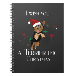 Caderno Espiral Feriado de Natal Cachorro Feliz e Terrier