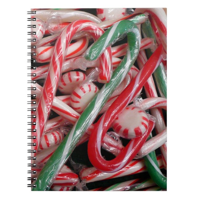 Caderno Espiral Feriado de Natal Candy Canes and Peppermints (Frente)