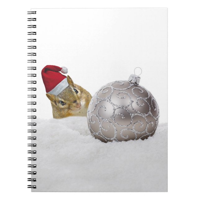 Caderno Espiral Feriado de Natal em Prata e Neve (Frente)